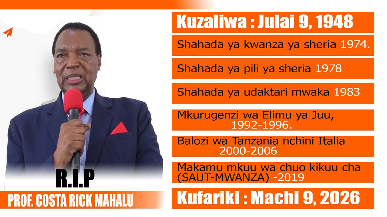 MISA TAKATIFU YA KUMUOMBEA BALOZI PROF. COSTA RICKY MAHALU - ALIYEKUA MAKAMU MKUU SAUT