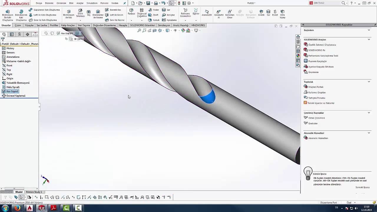 Solidworks 2016 News - Swept cut (Circular profile)