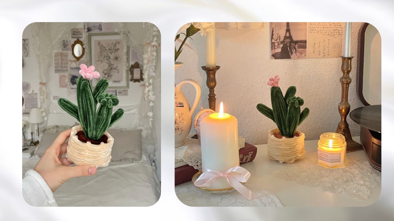 КАКТУС В КОРЗИНОЧКЕ ИЗ СИНЕЛЬНОЙ ПРОВОЛОКИ
