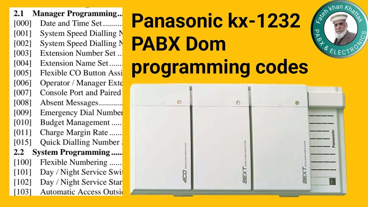 Panasonic kx TD1232 programming Codes