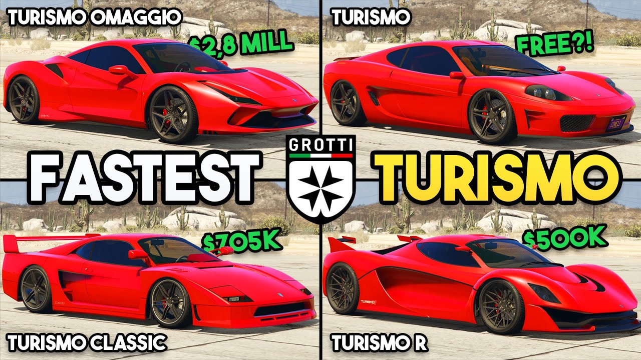 GTA 5 ONLINE - TURISMO OMAGGIO VS TURISMO R VS TURISMO CLASSIC VS TURISMO (WHICH IS FASTEST GROTTI?)