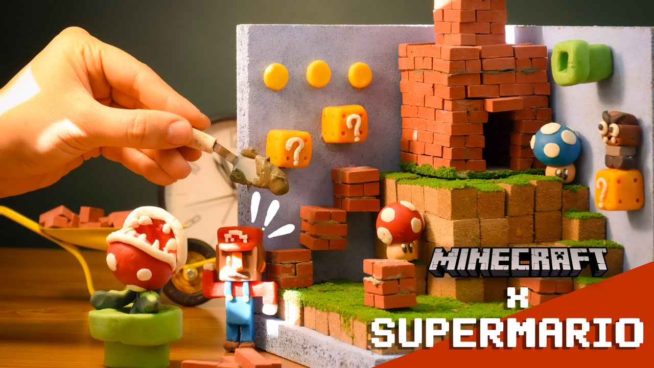 Crafting Super Mario in Minecraft Style With Clay And Mini Bricks
