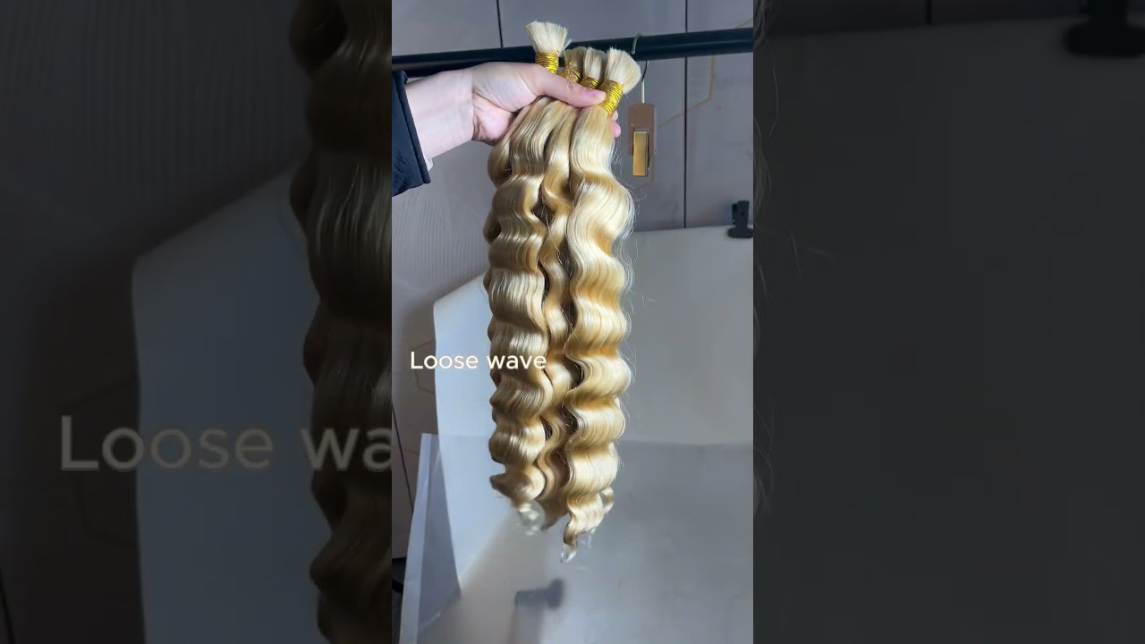 613 blonde human hair bulk for braids #hairstyles #hairbulk #hairfashion #bohoknotlessbraids