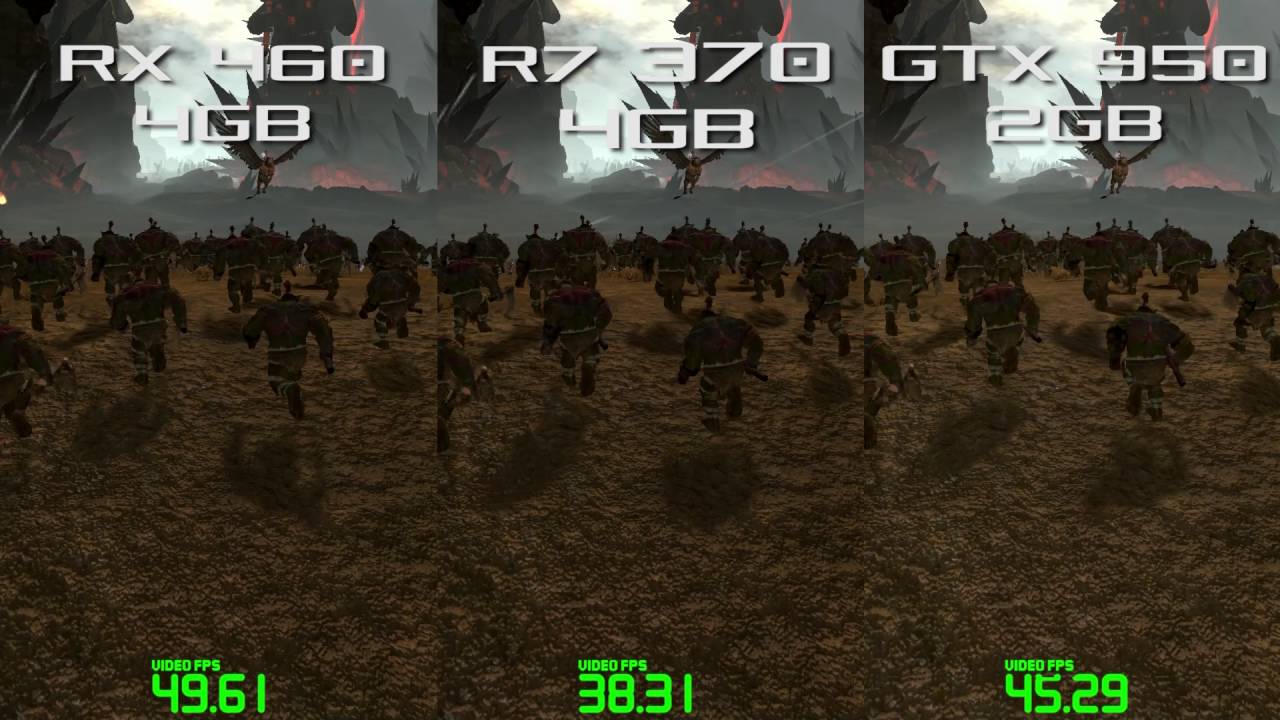 RX 460 NITRO vs R7 370 vs GTX 950  - Total War: WARHAMMER DirectX12 1080p Frame Rate Test