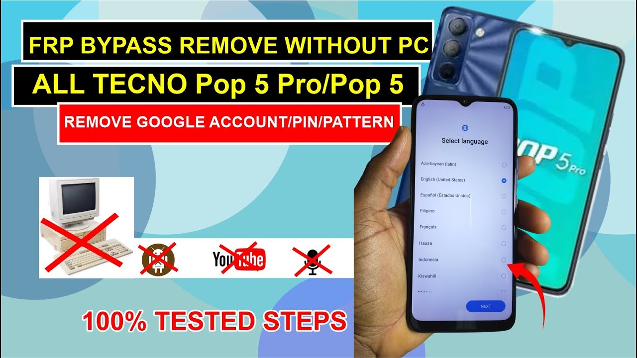 Boom! TECNO Pop 5 Pro/Pop 5/Pop 7 Pro FRP bypass Method without Pc| 💯% Tested 🔥 and Confirmed