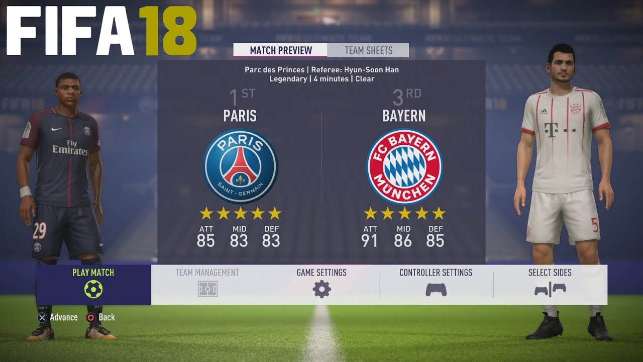 FIFA 18 (PS4 Pro) Paris Saint Germain v Bayern Munich UEFA CHAMPIONS LEAGUE 27/09/2017 SIM 1080P