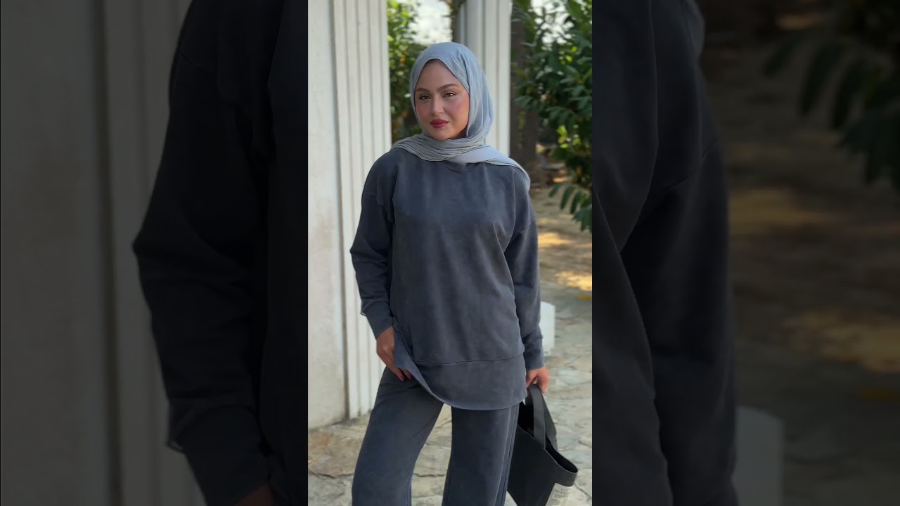 Yıkama Desen Yırtmaç Detaylı Takım - Füme - 109 6024