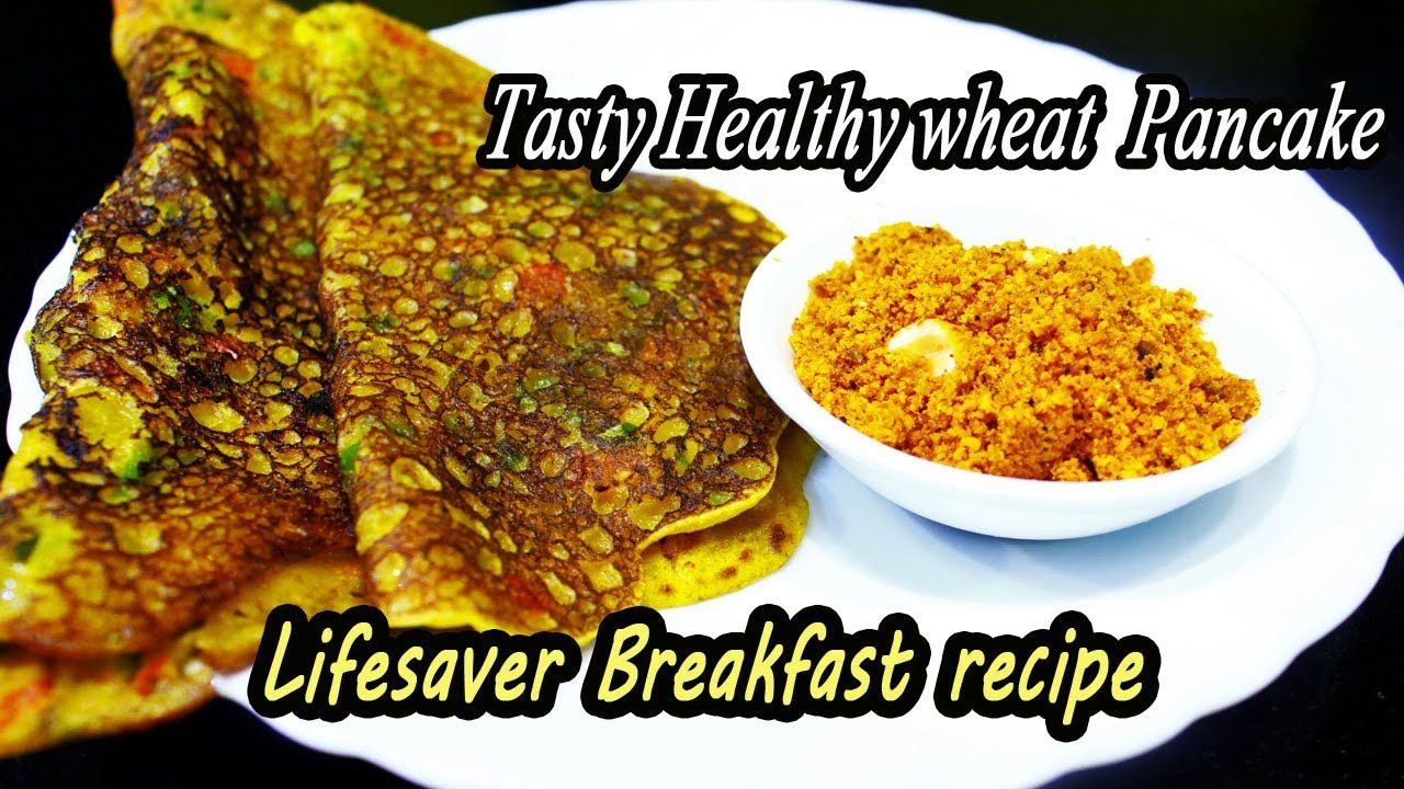 Savory and Spicy Wheat Pancake | Healthy Breakfast Recipe | MadhurasRecipe | Ep - 619
