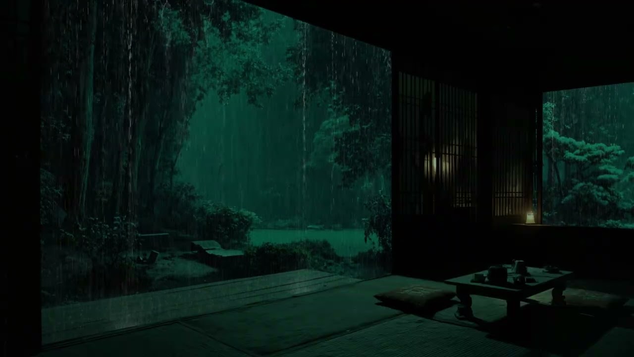 Quiet Forest Rain on a Rustic Cabin Roof 🌧️🌲 | Soothing Night Sounds (4K – No Ads)