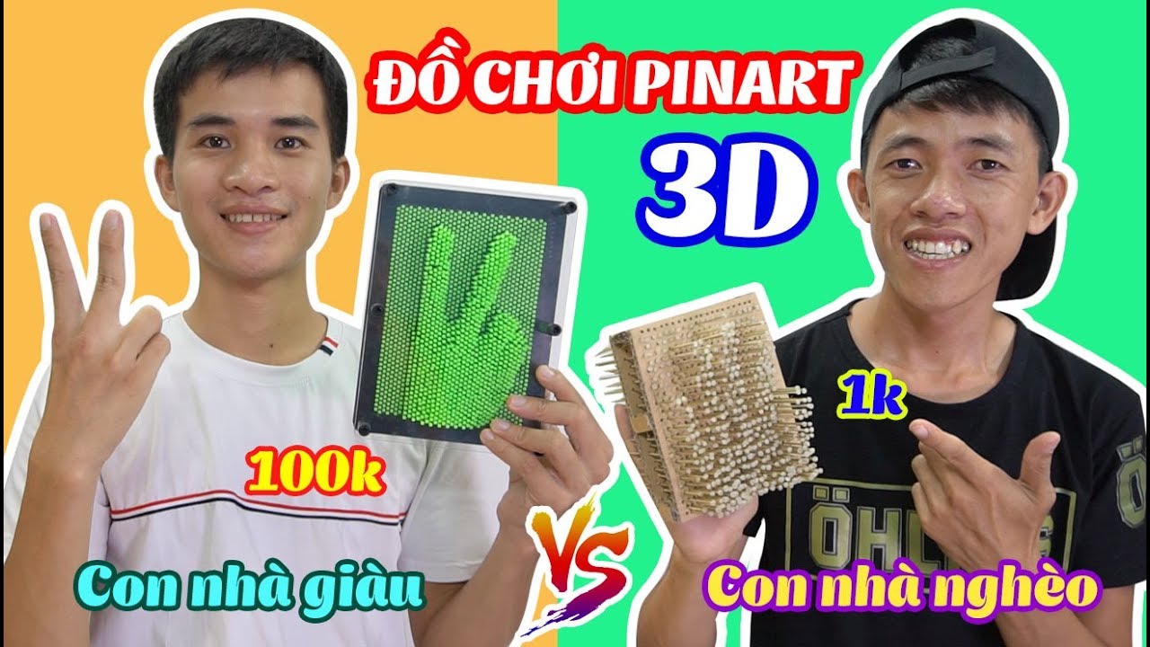 ĐỒ CHƠI TẠO HÌNH 3D PINART 1K VS PINART 100K - Đồ Chơi Con Nhà Giàu Khác Nhà Nghèo Thế Nào?