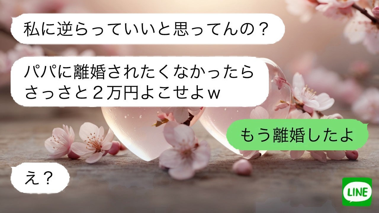 【LINE】 強気な連れ子の言葉に応じ離婚届提出。予想外の反応が返る