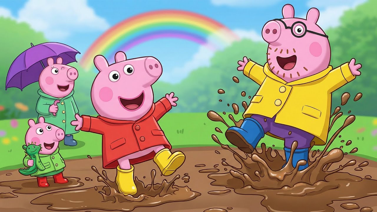 After the Rain Fun 🌧️🌈 Peppa Pig Family Laughs as Daddy Pig Slips in Mud🐷 | Funny Peppa Pig Cartoon