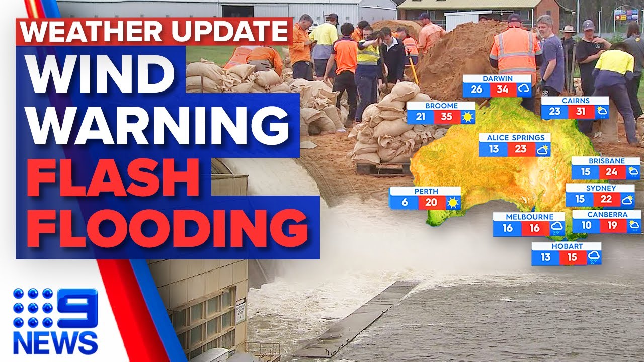 Strong wind warning for east coast, Severe weather warning across Victoria | 9 News Australia