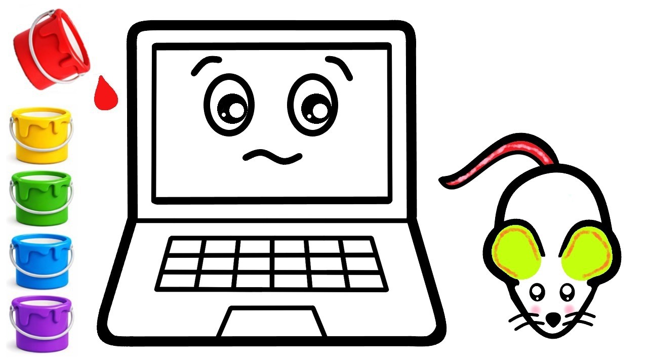 Нарисуйте и раскрасьте ноутбук и мышку 💻🎨 | Простое рисование для детей