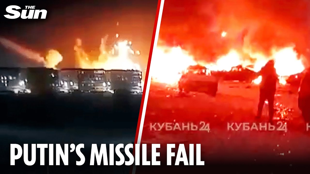 Moment Putin's air defence missile SMASHES into Russian residential block in embarrassing blunder