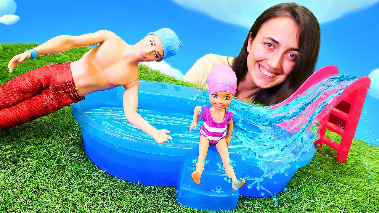 Barbie oyunları Sevcan ile. Chelsea havuzda y&uuml;zme dersine başlıyor