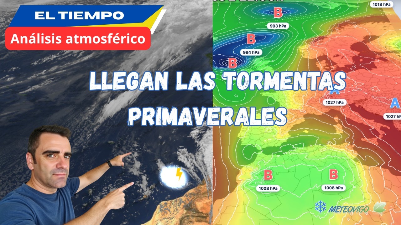 Llegan las primeras TORMENTAS ⚡​ VESPERTINAS, nuevas VAGUADAS y depresiones a ESPAÑA