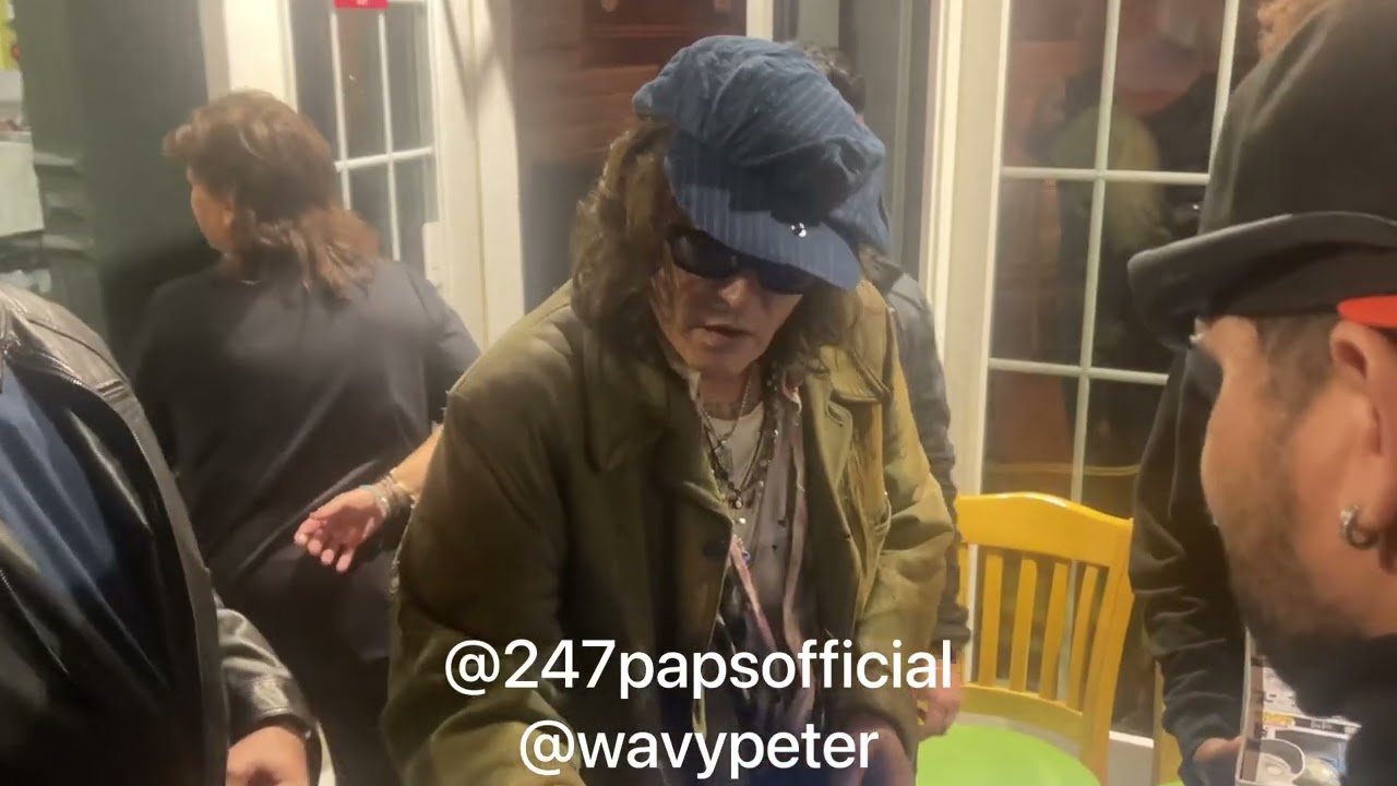 Johnny Depp Stops For Fans in Jersey after eating at an Italian Restaurant with friends 