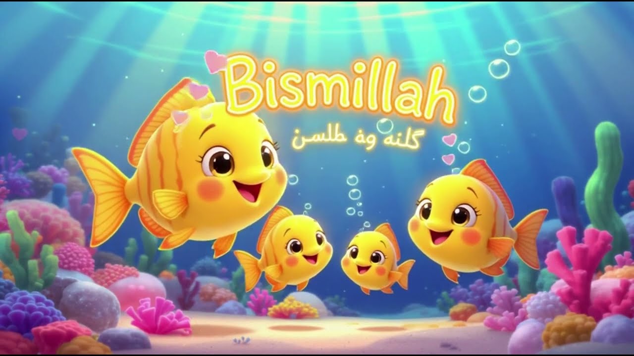 Happy Little Fish Say Bismillah 🐟🌊 | Islamic Kids Nasheed | Muslim Rhymes for Kids