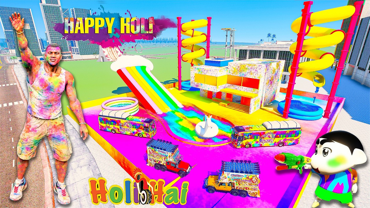Franklin & Shinchan Celebrating Holi in Indian Bike Driving 3D Part 2