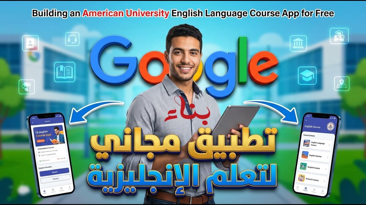 بناء تطبيق كورس الجامعة الامريكية لتعليم اللغة الانجليزية بالمجان
