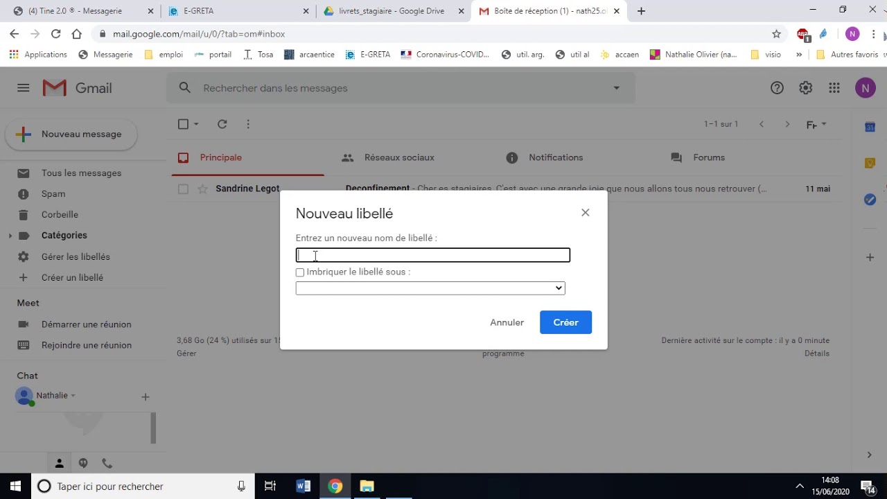 Cr&eacute;er un libell&eacute; sur Gmail