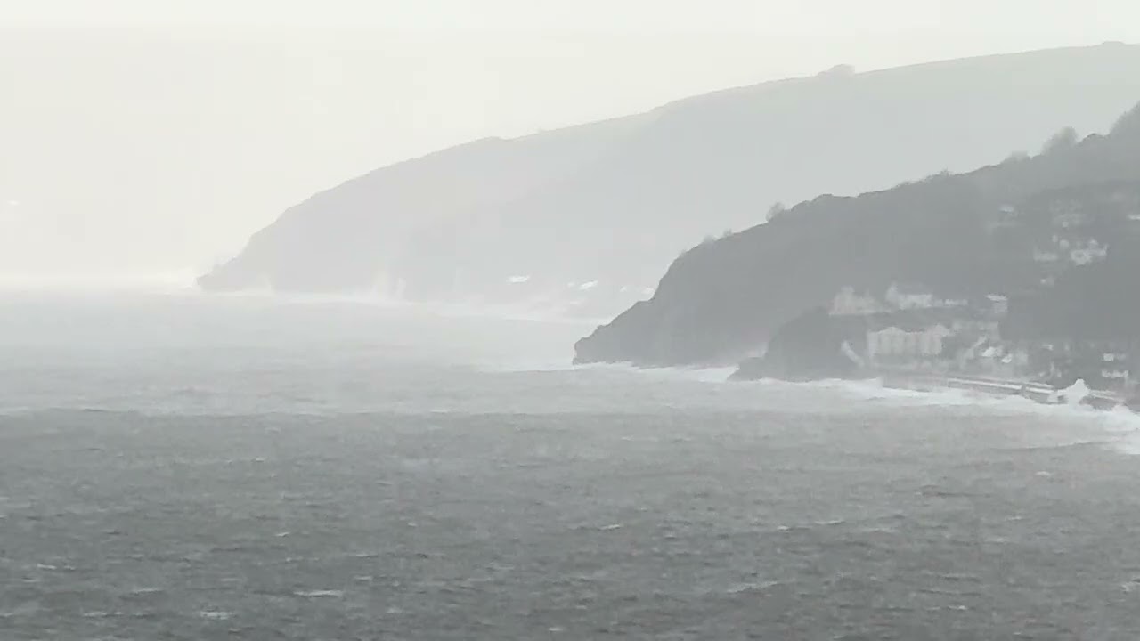 Storm Chandra hitting the Seashore at Village of Torcross, Devon, UK