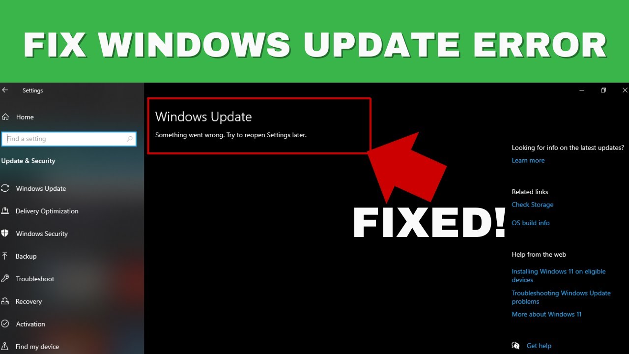 Fix Something Went Wrong Try To Reopen Settings Later | Fix Windows Update Error