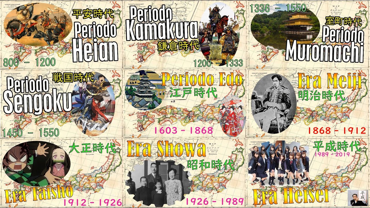 🎌 ERAS JAPONESAS 🎌1000 años de historia: Heian - Reiwa
