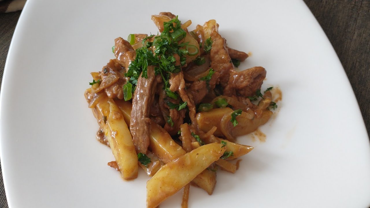 🥩cómo preparar fajitas de carne encebollada en salsa de soya🧅Receta 2020🥂