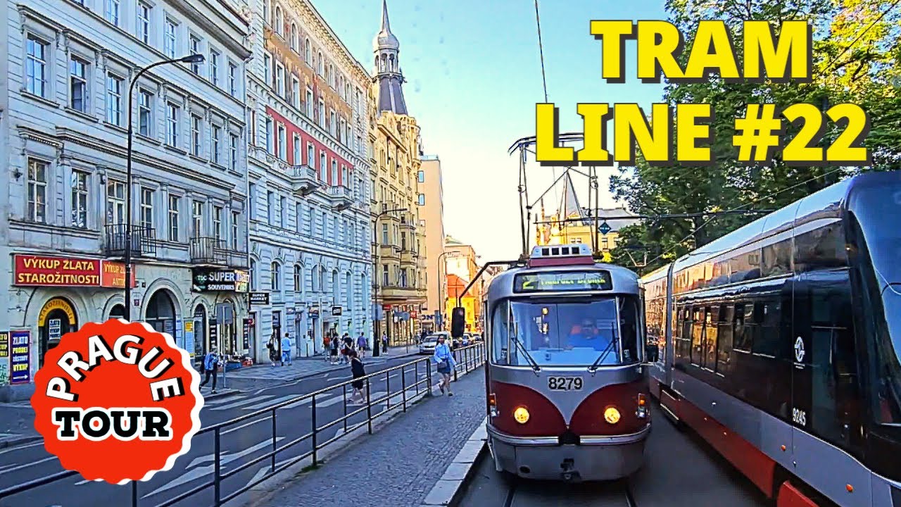 #Tram  line  22 (Hellichova-&Scaron;těp&aacute;nsk&aacute;)Walking tour of Prague, Czech Republic.