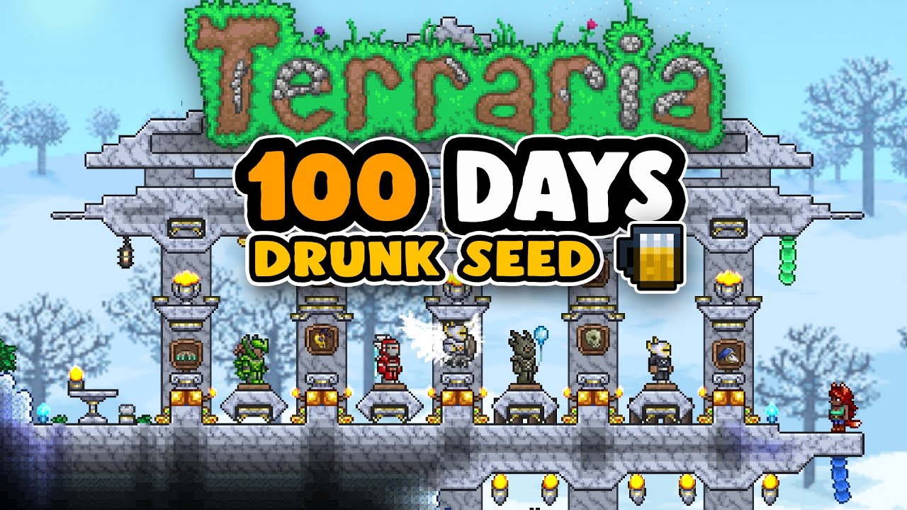 I Spent 100 Days In Terraria's SECRET Drunk Seed!