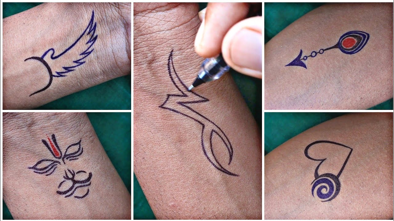 simple tattoo designs || tattoo with pen || temporary tattoo ideas make at home