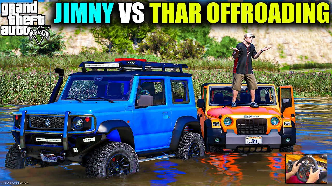 GTA 5 : MARUTI SUZUKI JIMNY AND MAHINDRA THAR OFFROAD MUD CHALLENGE OMG! 2024
