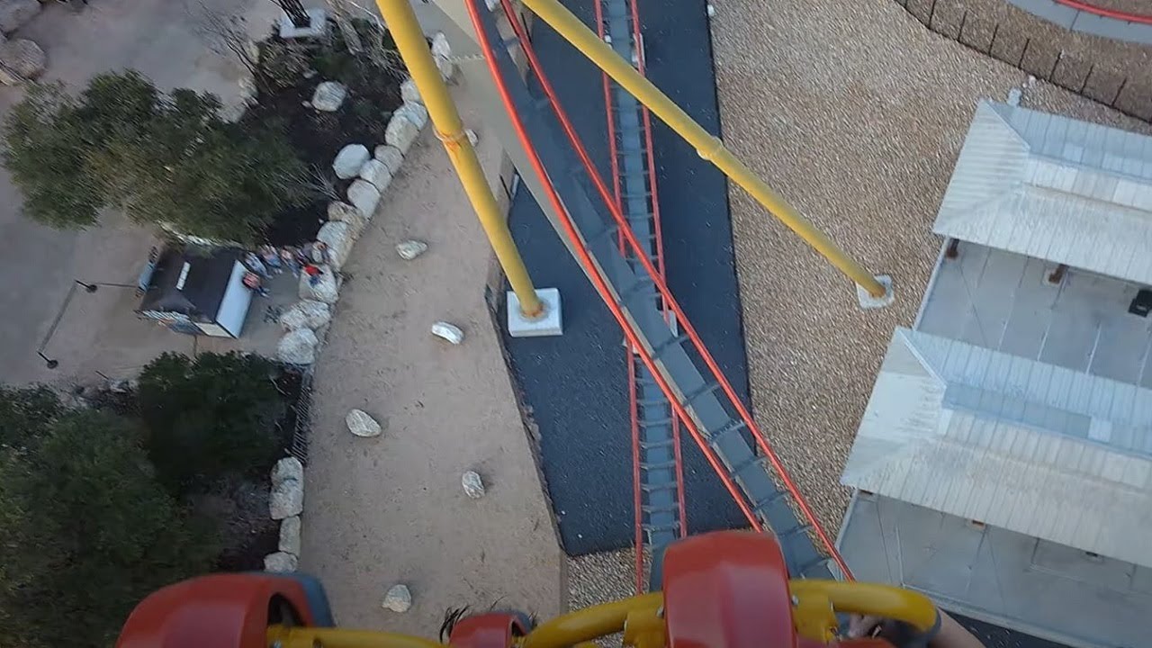 Dr. Diabolical's Cliffhanger - Six Flags Fiesta Texas - Back Row (4K HD POV) - February 2023