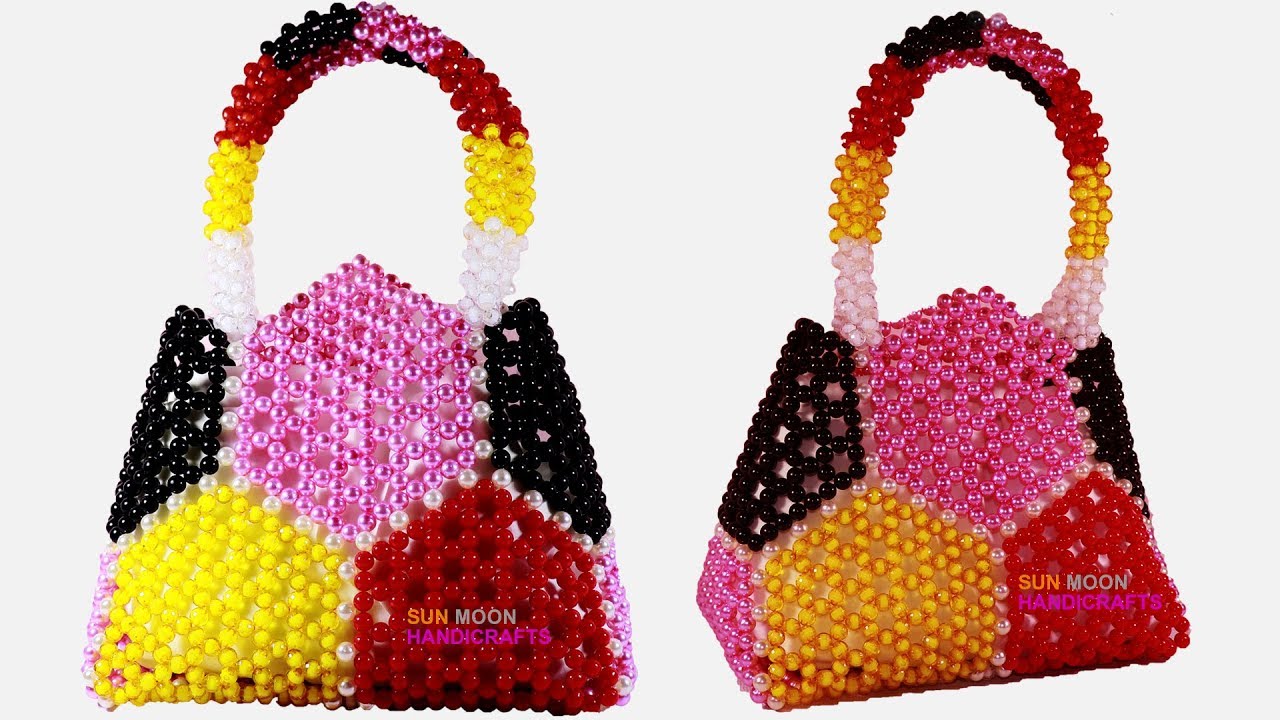 পুতির রংধনু ব্যাগ/ How to make beaded rainbow bag/putir hand bag