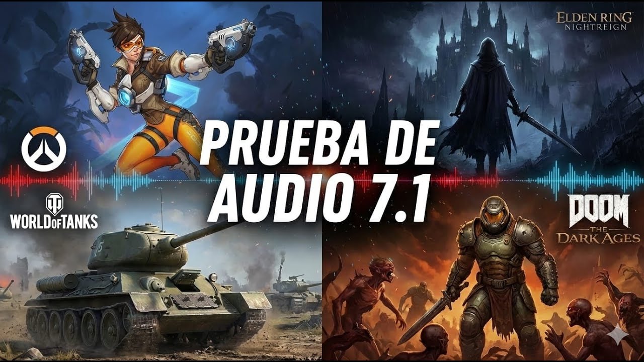 Prueba De Audio 7.1 - Overwatch | World Of Tanks | Doom The Dark Ages | Elden Ring Nightreign