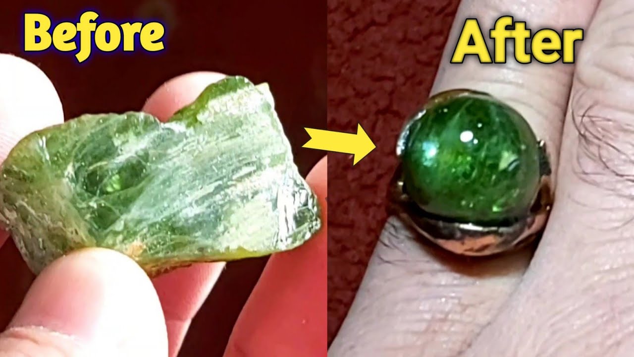 How to cut peridot stone into cabochon | How to make Peridot Stone Ring