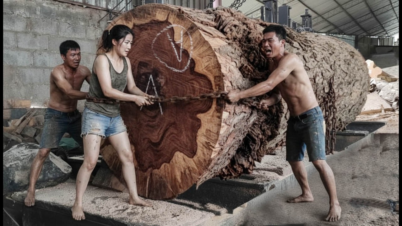 The Risky Way They Defend Giant Rain Trees Without Thinking About Their Lives‼️sawmill🌲