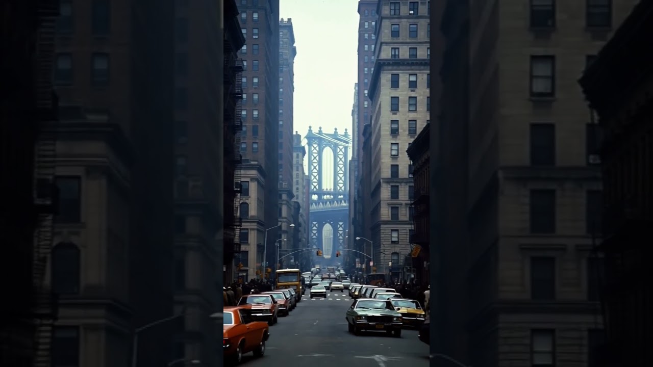 Step into 1980s New York City with this street-level ambience.Classic cars,  NYC atmosphere.