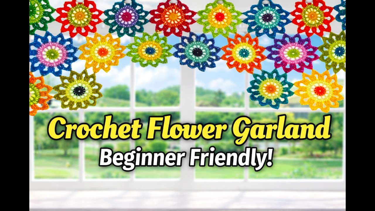 How to crochet easy flower colorful curtains  by marifu6a