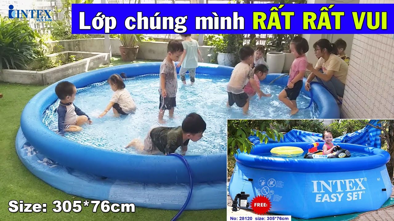 Review bể bơi phao cổ nổi lắp cho trường mầm non rộng 3m05 cao 76cm