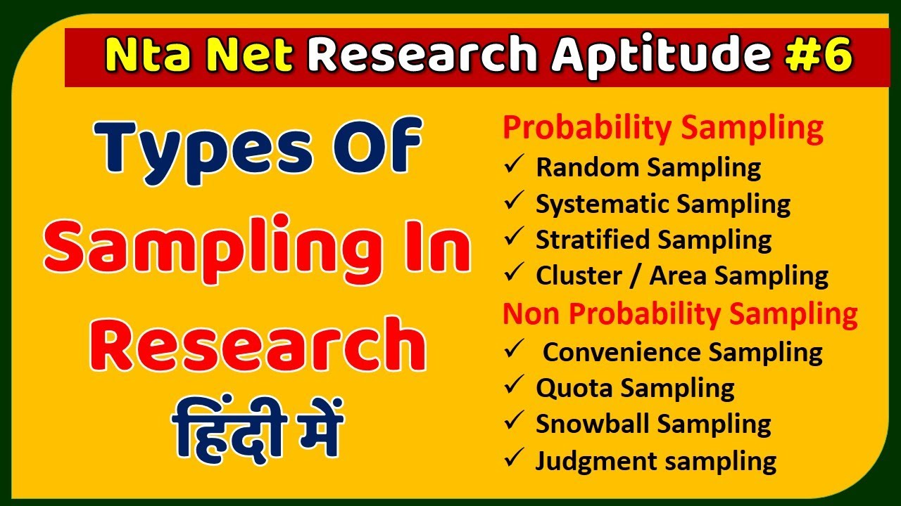Types of Sampling In Research In Hindi ll Nta Ugc Net Paper 1st June 2020