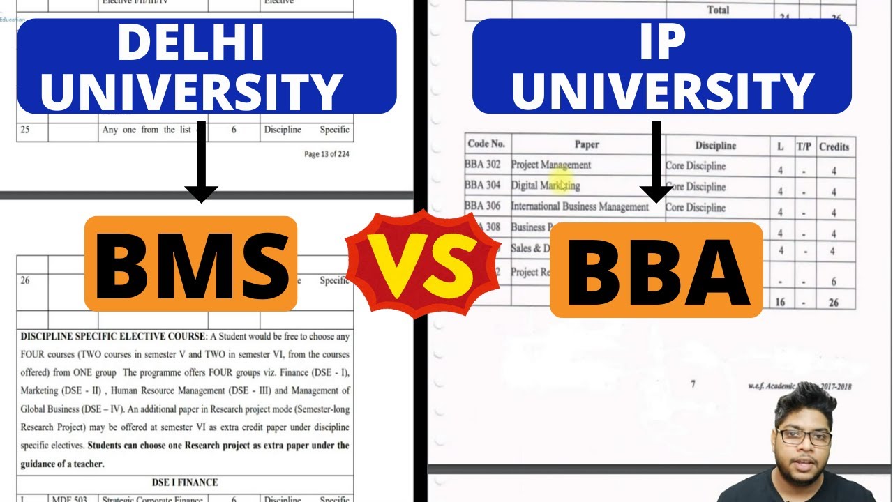 BBA vs BMS Comparison|Difference between IP University BBA and Delhi university BMS