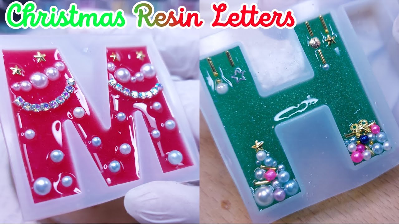 Christmas inspired resin letters •  Epoxy resin art • resin crafts • epoxy resin diy