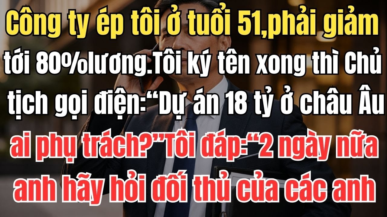 Công ty ép tôi, ở tuổi 51, phải giảm lương tới 80%.Tôi ký tên xong thì Chủ tịch gọi điện: Dự án 18tỷ