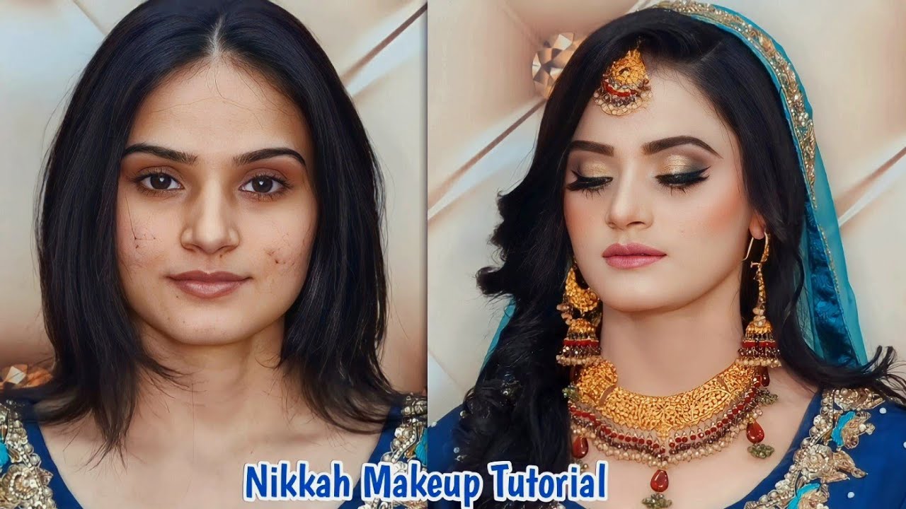 Real Pakistani Nikah Bride makep tutorial || Soft Summer Glam makeup Look || Glittery Eyes...