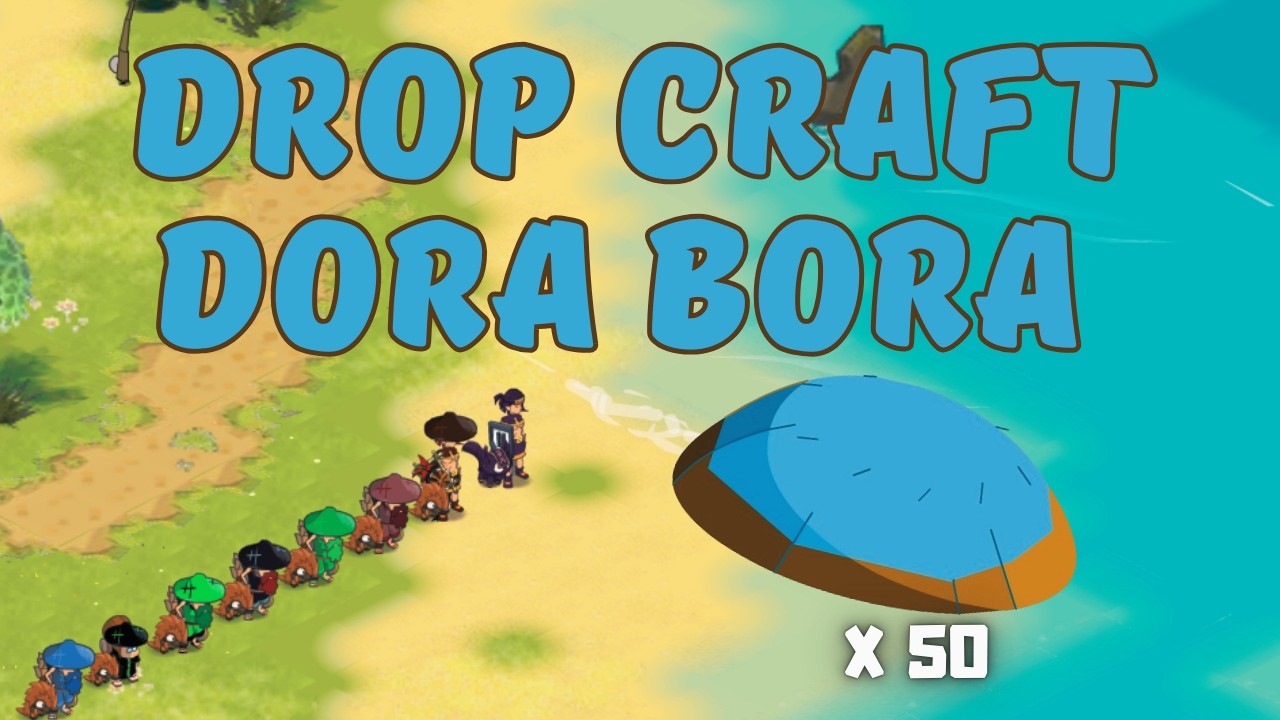 FARM DE 50 DORA BORA SUR L'ILE DE MOON EN TEAM CRA ENU DROP RESSOURCES ET CHEMIN MOON DOFUS RETRO