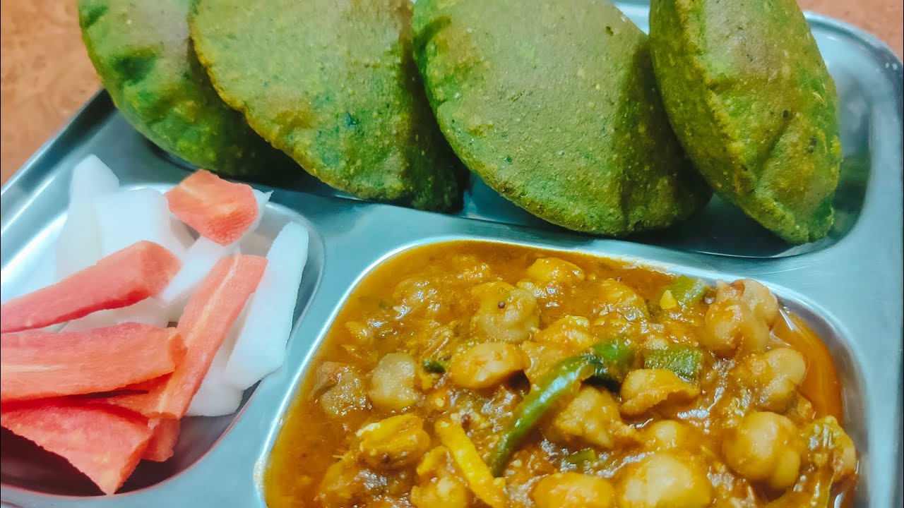 Palak ki puri aur Punjabi style chole ki sbji anguliya chat kr khaenge itni swadisht or healthy bhi