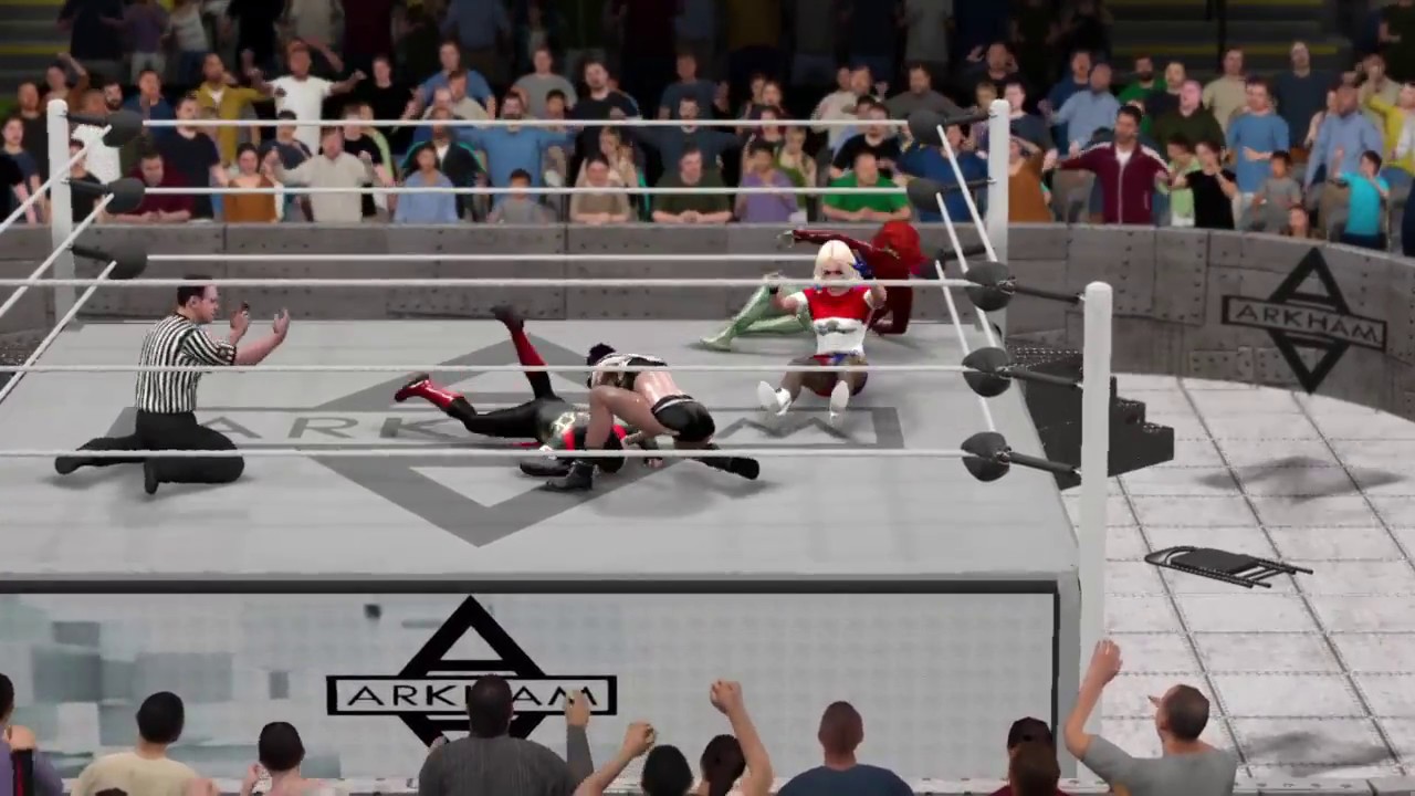 WWE 2K17 Arkham Asylum Fatal 4-Way Feat. Harley Quinn, Catwoman, Poison Ivy, and Katana